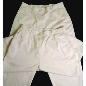 2 L.L. Bean Women's Pants Size 16R Original Fit  Cotton Ivory High Rise Pockets